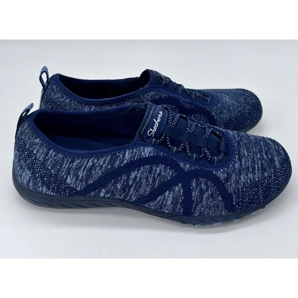 Skechers Shoes Women's 8.5 Blue Relaxed Fit Slip On Air‎ Cooled Memory Foam Knit